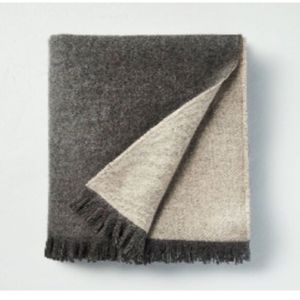 Hearth & Hand Magnolia Faux Mohair Fringe Woven Throw Blanket Gray